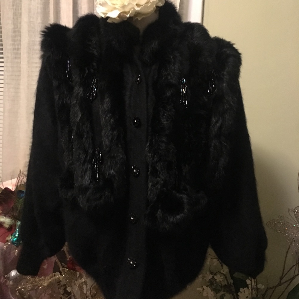 Vintage Tailor made sweater with rabbit fur